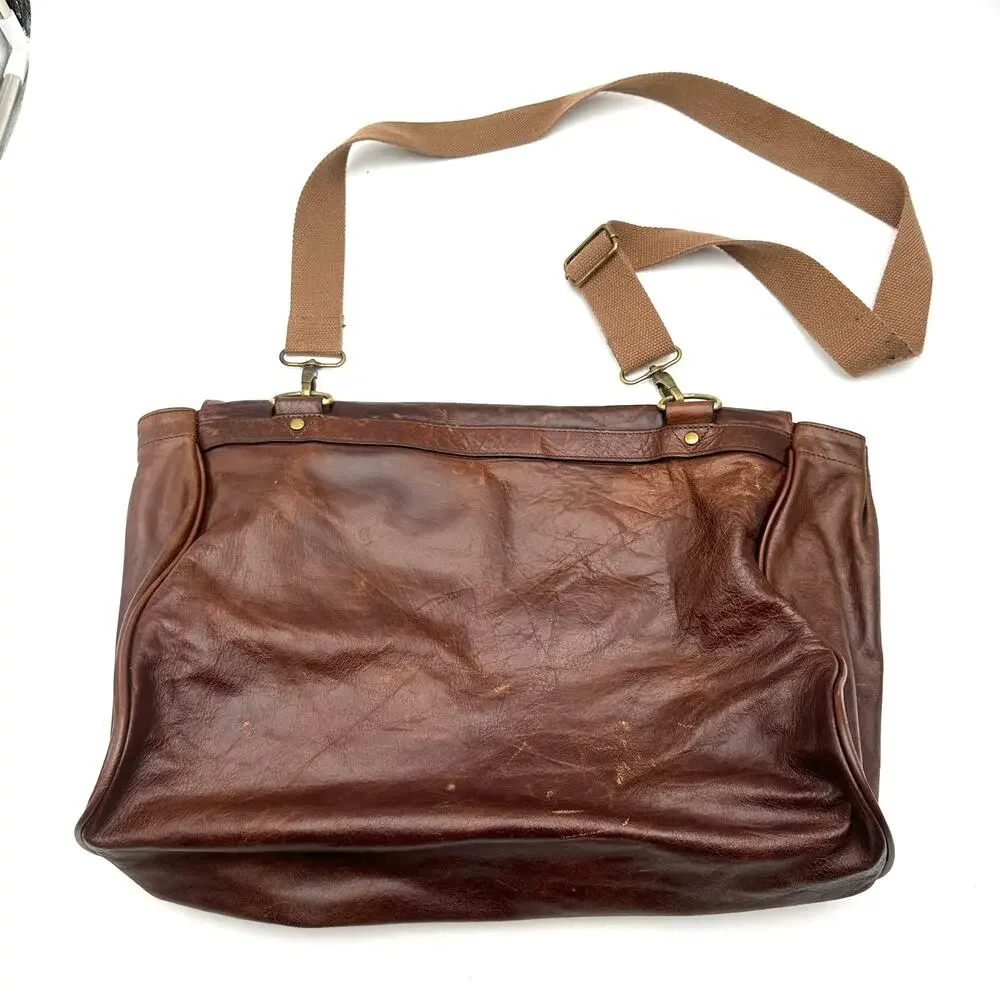 DeCoro leather Messenger Bag Full Grain Laptop Satchel Work Bag Men Office